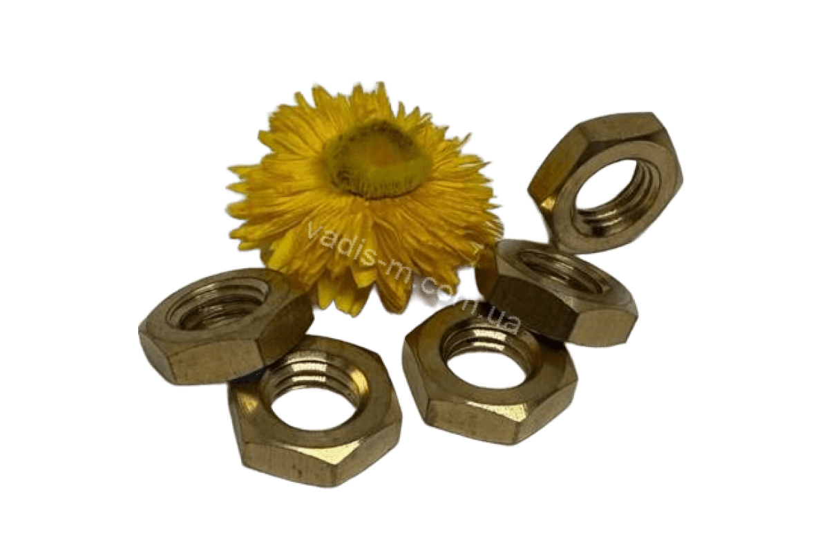 DIN 936 латунь Гайка низька шестигранна з дрібним кроком