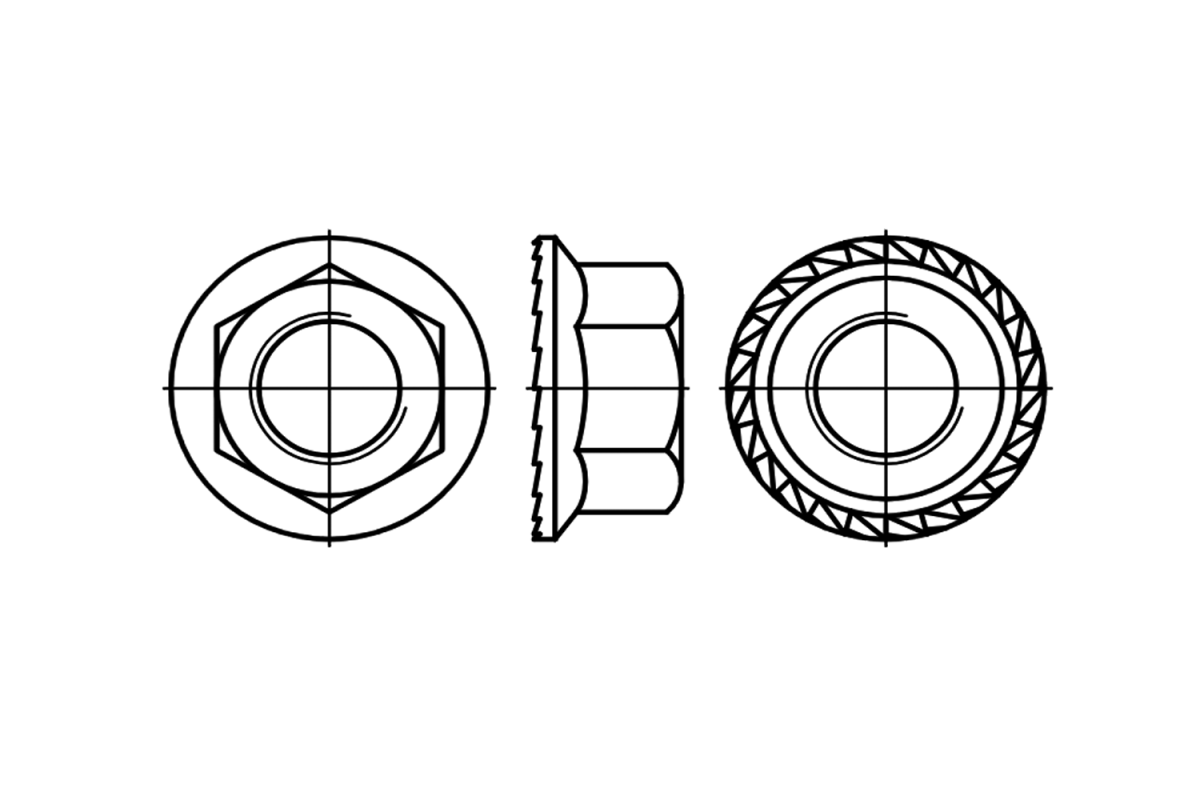 DIN 6923 6 цинк Гайка шестигранна з фланцем зубчаста з дрібним кроком