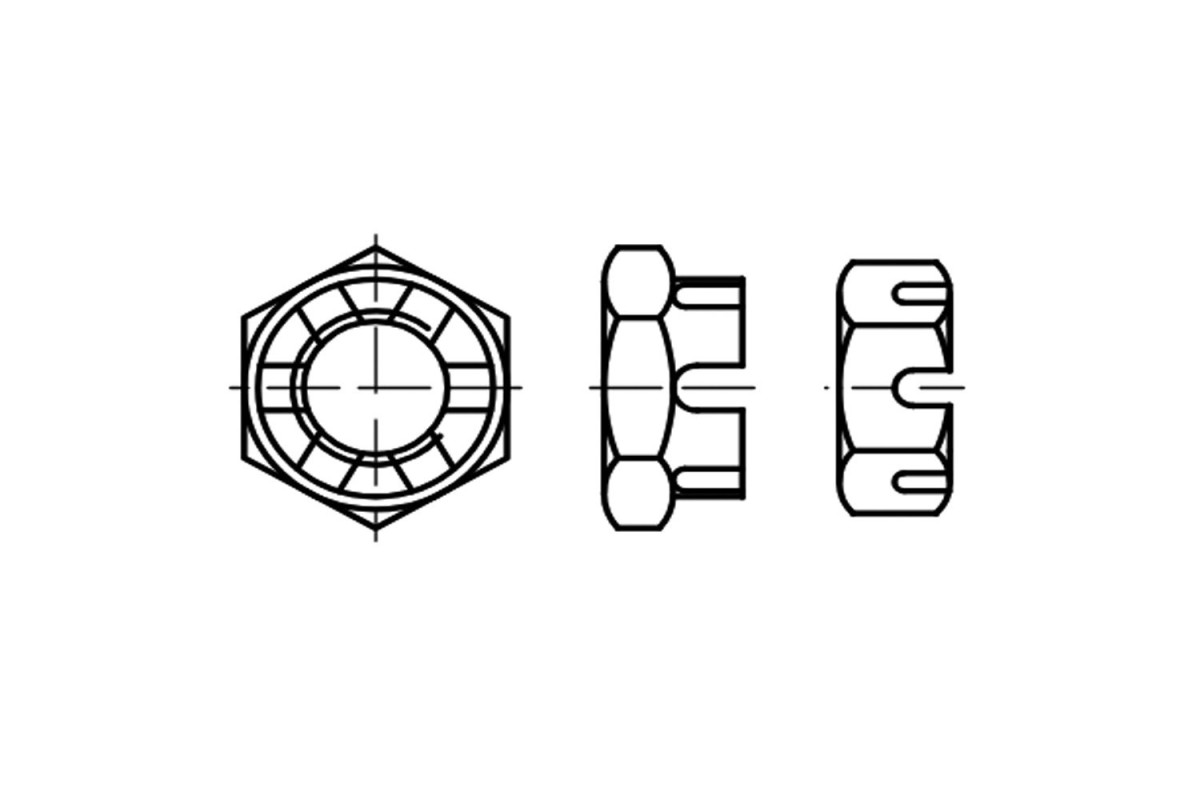 DIN 979 цинк Гайка корончата низька з дрібним кроком різьби