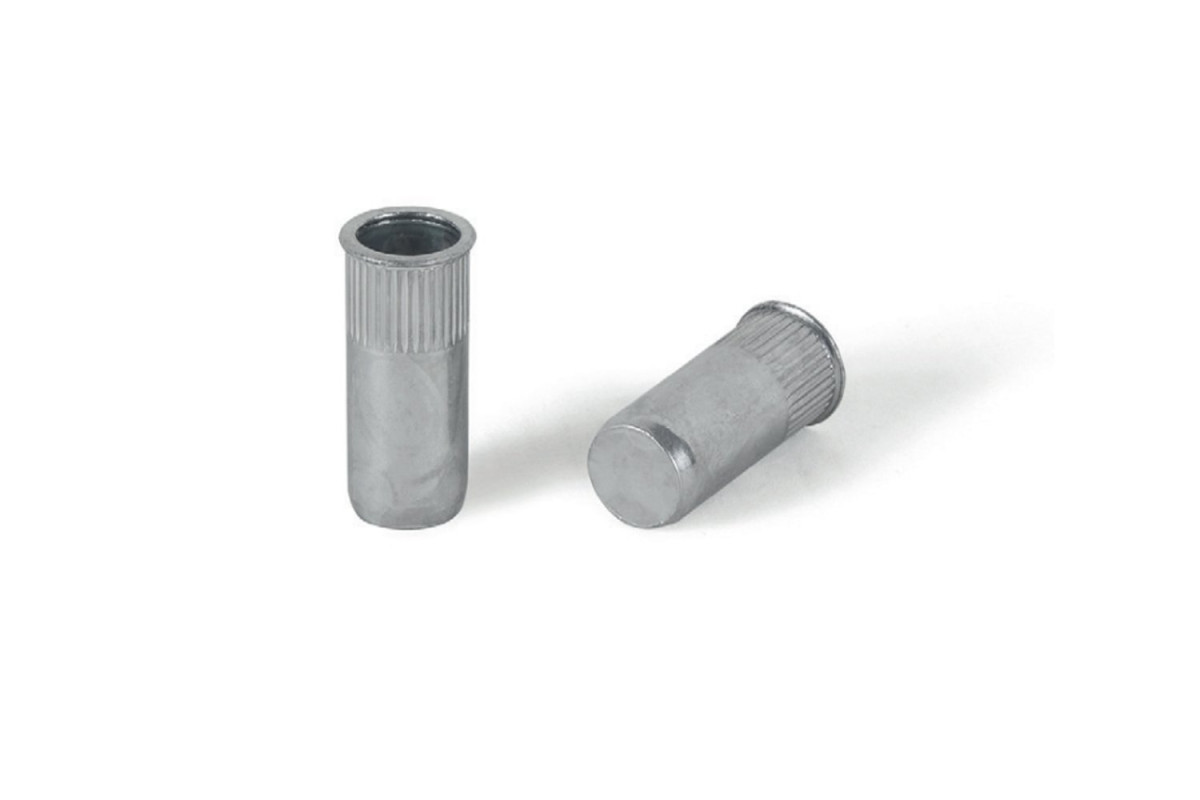 Клепальна гайка цинк зі зменшеним буртиком рифлена закрита Bralo Клепальна гайка цинк зі зменшеним буртиком рифлена закрита Bralo