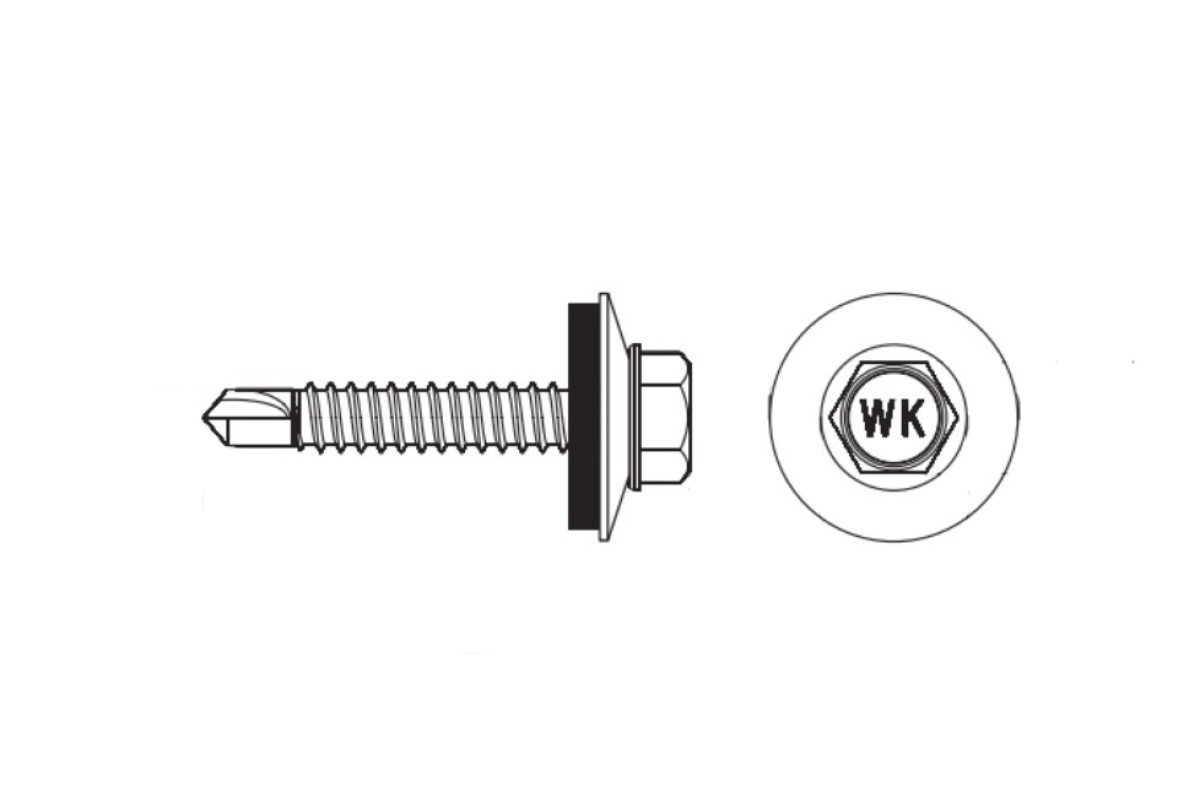 WF цинк пофарбований Саморіз з шестигранною головкою з буром і шайбою EPDM для металу Wkret-Met