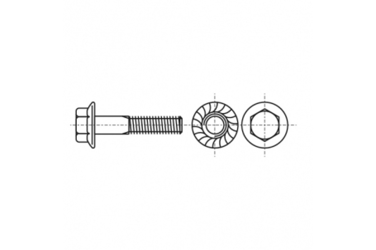 DIN 6921 10,9 цинк жовтий Болт з шестигранною головкою і зубчастим фланцем