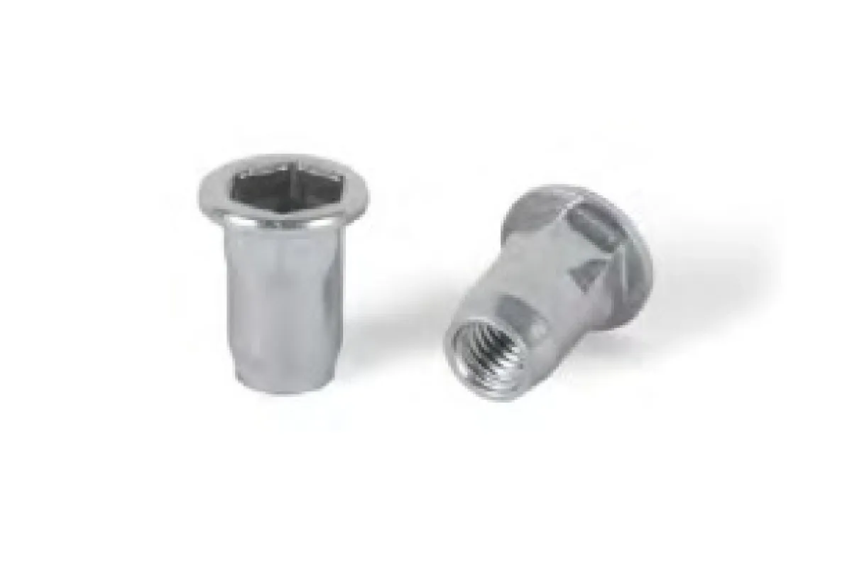 Клепальна гайка цинк зі збільшеним буртиком частково шестигранна відкрита Bralo Клепальна гайка цинк зі збільшеним буртиком частково шестигранна відкрита Bralo